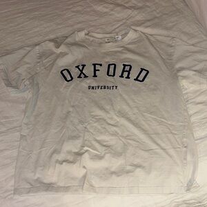 H&M Cream Oxford University Short Sleeve Tee